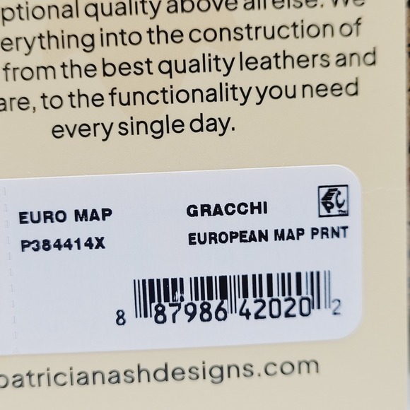 Gracchi Genuine Leather Satchel Purse – European Map – One Size‎